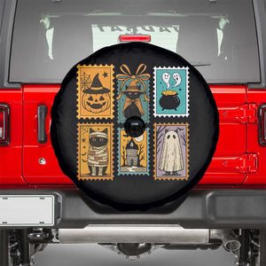 Black Cat Pumpkin Spare Tire Cover Retro Halloween Ghots Cat Stamp TS10 Black Print Your Wear