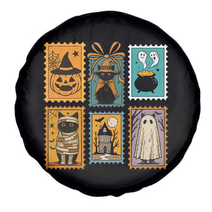 Black Cat Pumpkin Spare Tire Cover Retro Halloween Ghots Cat Stamp TS10 Print Your Wear