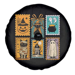 Black Cat Pumpkin Spare Tire Cover Retro Halloween Ghots Cat Stamp TS10 Print Your Wear
