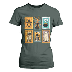 Black Cat Pumpkin T Shirt For Women Retro Halloween Ghots Cat Stamp TS10 Dark Forest Green Print Your Wear