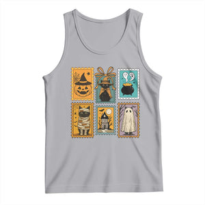 Black Cat Pumpkin Tank Top Retro Halloween Ghots Cat Stamp TS10 Athletic Heather Print Your Wear