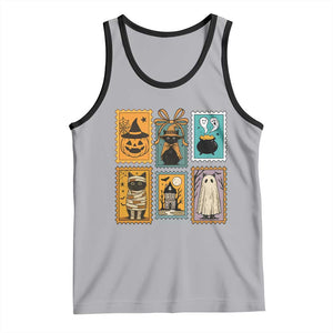 Black Cat Pumpkin Tank Top Retro Halloween Ghots Cat Stamp TS10 Athletic Heather Black Print Your Wear