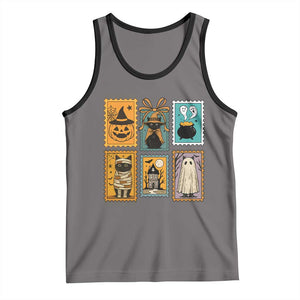 Black Cat Pumpkin Tank Top Retro Halloween Ghots Cat Stamp TS10 Deep Heather Black Print Your Wear