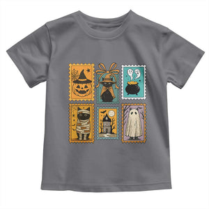 Black Cat Pumpkin Toddler T Shirt Retro Halloween Ghots Cat Stamp TS10 Charcoal Print Your Wear