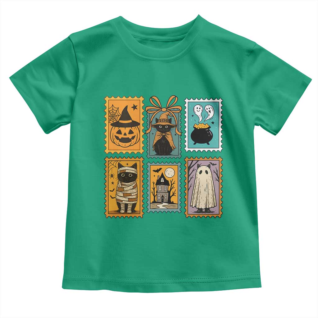 Black Cat Pumpkin Toddler T Shirt Retro Halloween Ghots Cat Stamp TS10 Irish Green Print Your Wear