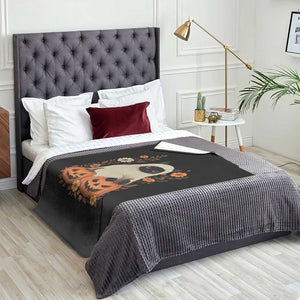 Vintage Halloween Ghost Cat Throw Blanket Groovy Floral Cute Black Cat Ghost Fall Pumpkin TS10 Print Your Wear