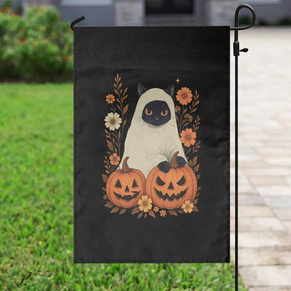 Vintage Halloween Ghost Cat Garden Flag Groovy Floral Cute Black Cat Ghost Fall Pumpkin TS10 Print Your Wear