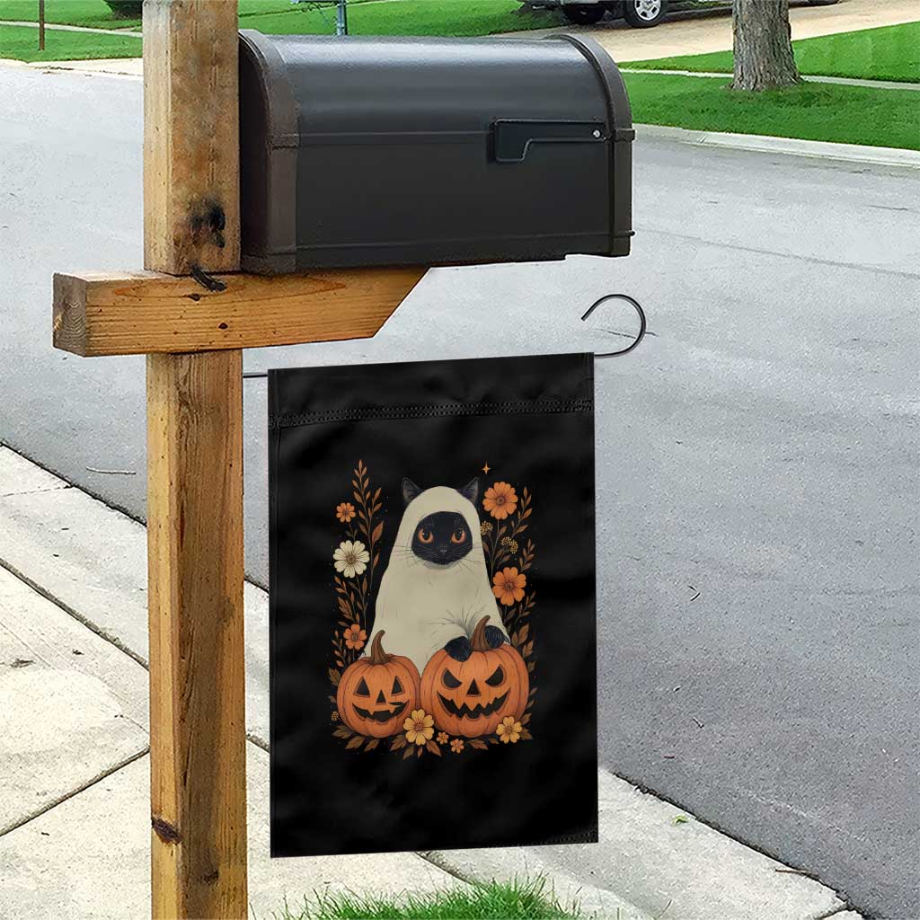 Vintage Halloween Ghost Cat Garden Flag Groovy Floral Cute Black Cat Ghost Fall Pumpkin TS10 Print Your Wear