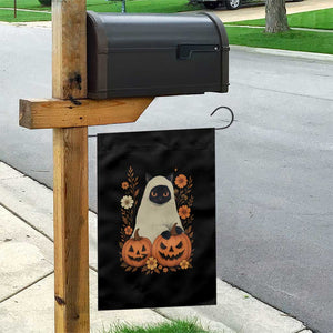 Vintage Halloween Ghost Cat Garden Flag Groovy Floral Cute Black Cat Ghost Fall Pumpkin TS10 Print Your Wear