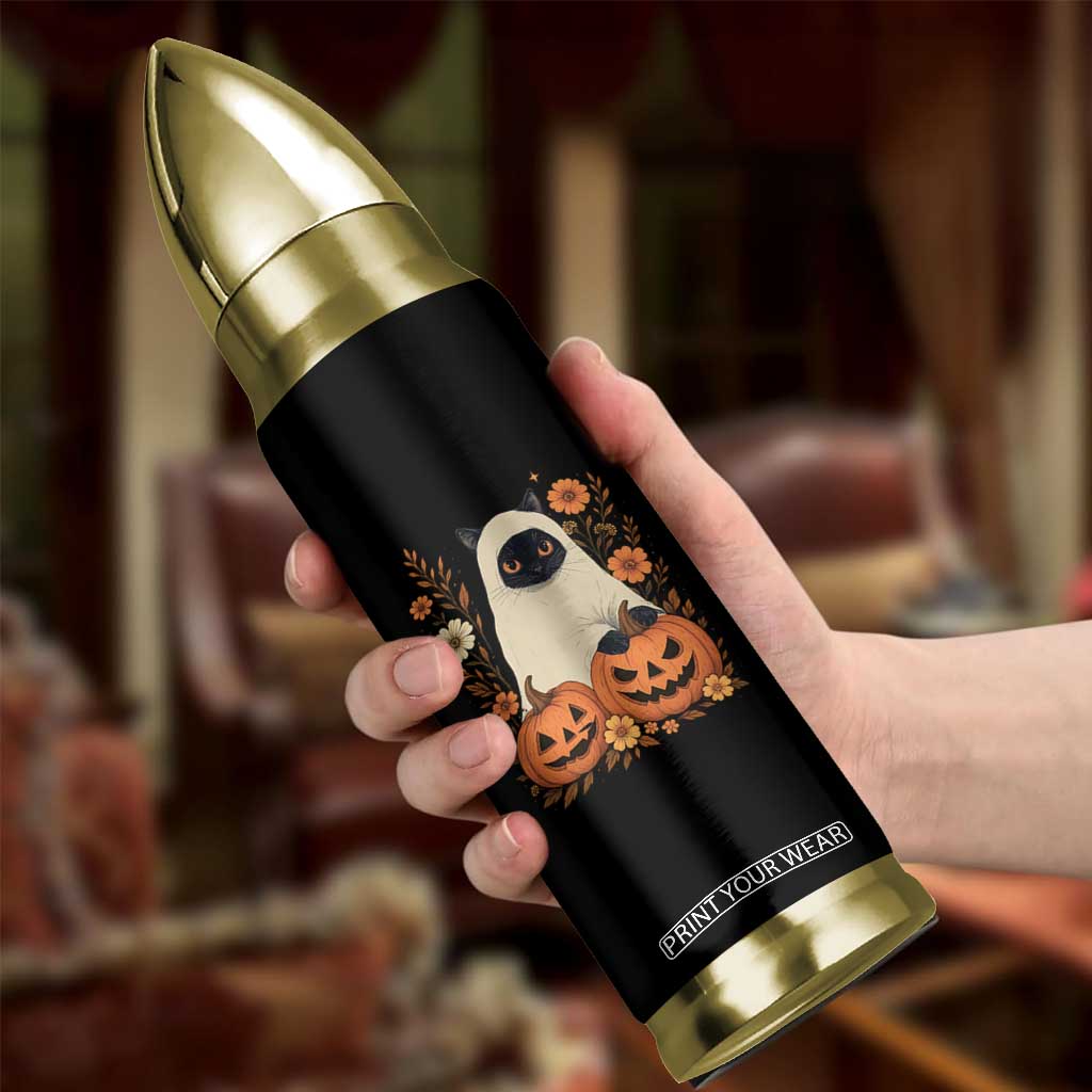 Vintage Halloween Ghost Cat Bullet Tumbler Groovy Floral Cute Black Cat Ghost Fall Pumpkin TS10 Print Your Wear