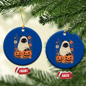 Vintage Halloween Ghost Cat Ceramic Ornament Groovy Floral Cute Black Cat Ghost Fall Pumpkin TS10 1pc Blue Print Your Wear
