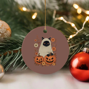 Vintage Halloween Ghost Cat Ceramic Ornament Groovy Floral Cute Black Cat Ghost Fall Pumpkin TS10 1pc Mocha Print Your Wear
