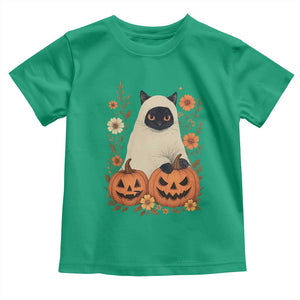 Vintage Halloween Ghost Cat Toddler T Shirt Groovy Floral Cute Black Cat Ghost Fall Pumpkin TS10 Irish Green Print Your Wear
