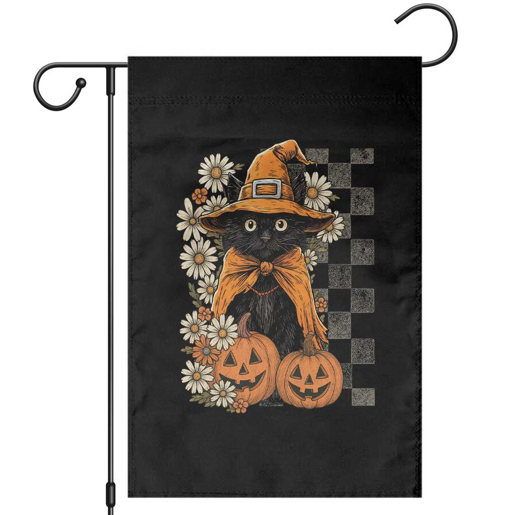 Boho Cat Wild Flowers Garden Flag Vintage Autumn Cozy Black Cat Pumpkin Halloween TS10 Black Print Your Wear