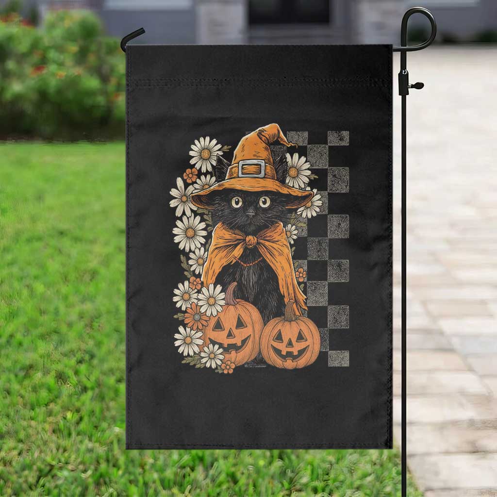 Boho Cat Wild Flowers Garden Flag Vintage Autumn Cozy Black Cat Pumpkin Halloween TS10 Print Your Wear