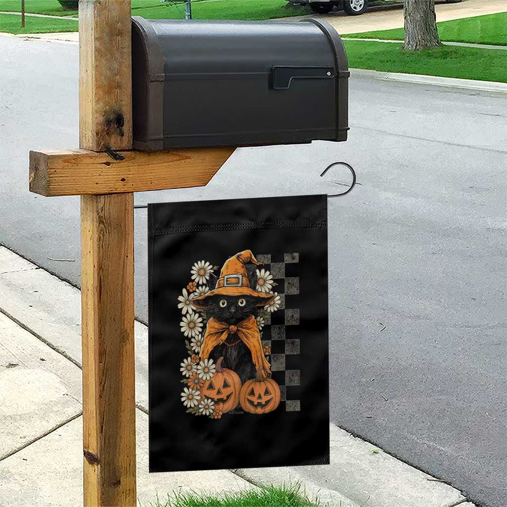 Boho Cat Wild Flowers Garden Flag Vintage Autumn Cozy Black Cat Pumpkin Halloween TS10 Print Your Wear