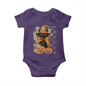 Boho Cat Wild Flowers Baby Onesie Vintage Autumn Cozy Black Cat Pumpkin Halloween TS10 Purple Print Your Wear