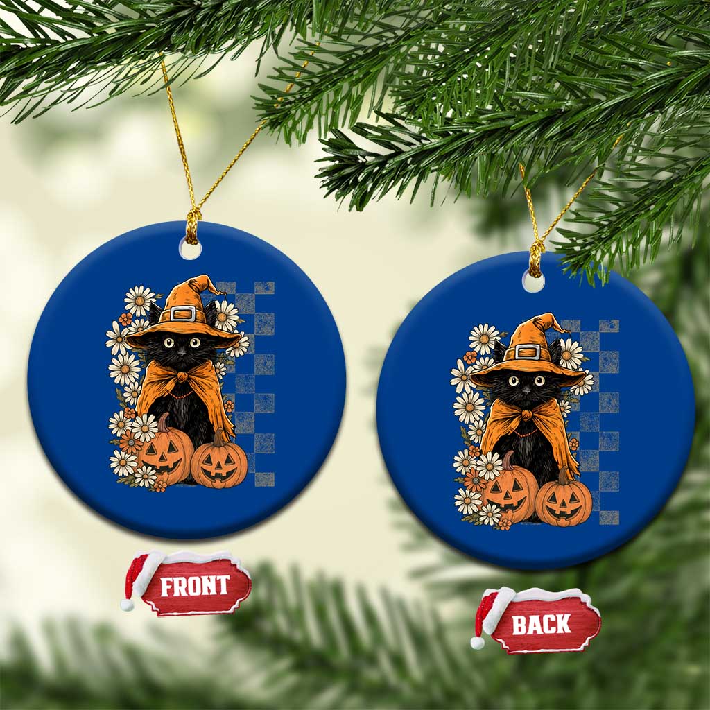 Boho Cat Wild Flowers Ceramic Ornament Vintage Autumn Cozy Black Cat Pumpkin Halloween TS10 1pc Blue Print Your Wear