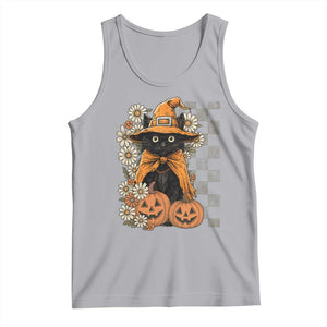 Boho Cat Wild Flowers Tank Top Vintage Autumn Cozy Black Cat Pumpkin Halloween TS10 Athletic Heather Print Your Wear
