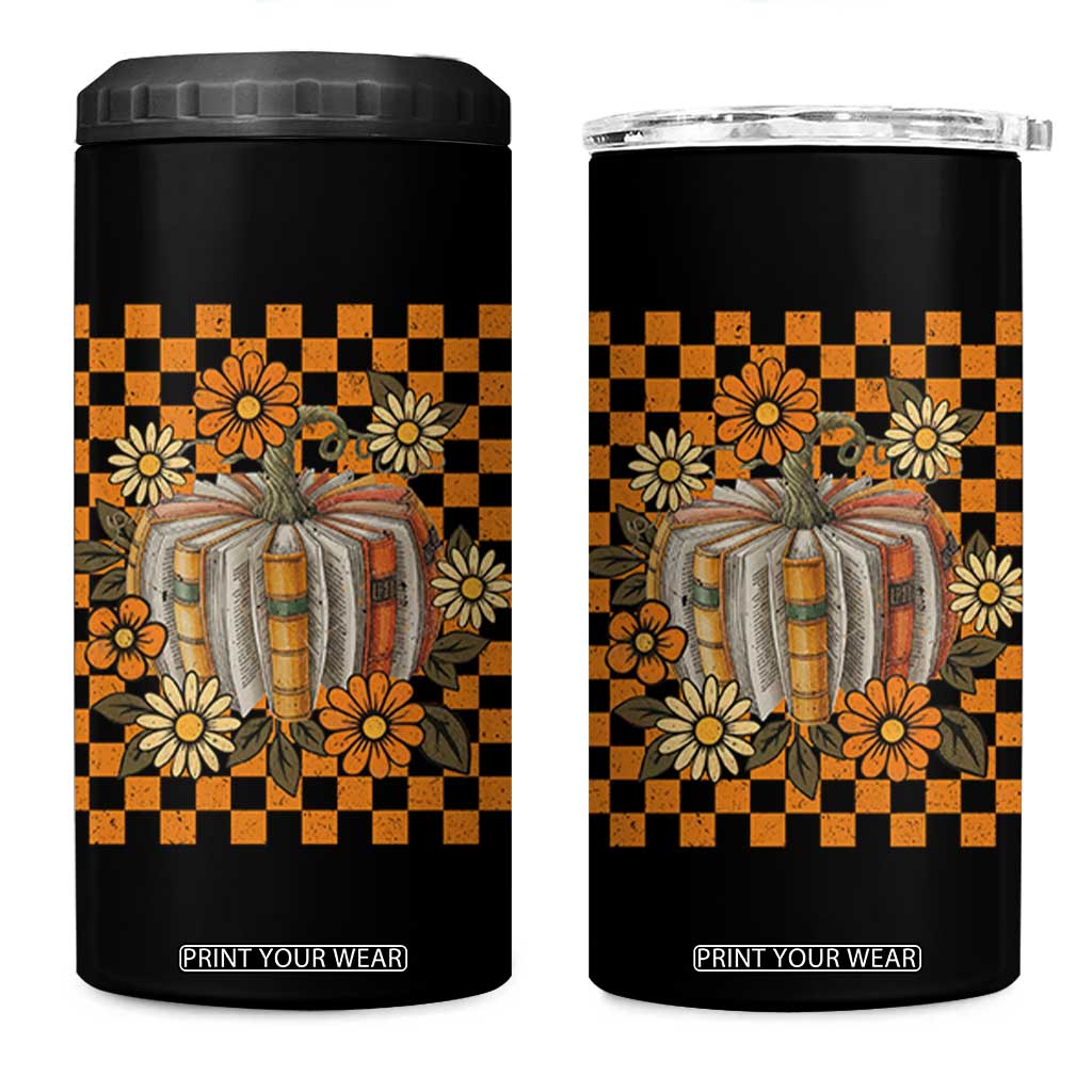 Book Pumpkin 4 in 1 Can Cooler Tumbler Fall Halloween Book Lover Bookish Gift TS10 One Size: 16 oz Black Print Your Wear