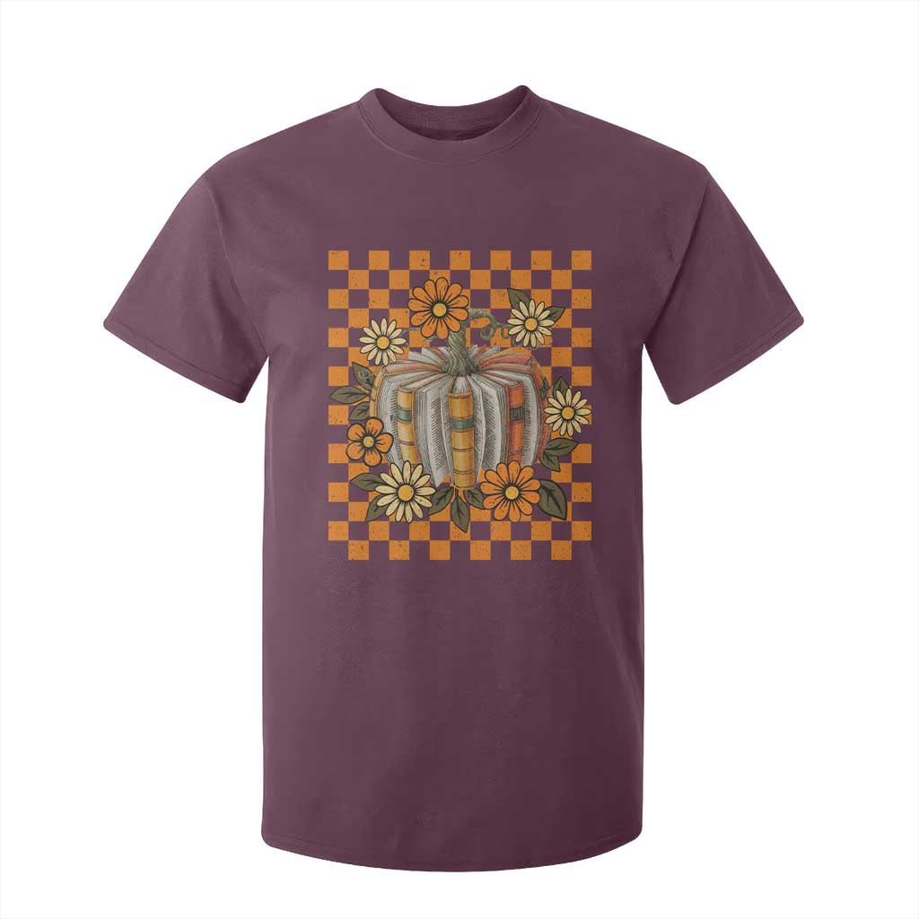 Book Pumpkin T Shirt For Kid Fall Halloween Book Lover Bookish Gift TS10 Maroon Print Your Wear