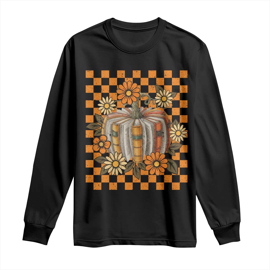 Book Pumpkin Long Sleeve Shirt Fall Halloween Book Lover Bookish Gift TS10 Black Print Your Wear