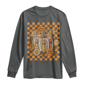 Book Pumpkin Long Sleeve Shirt Fall Halloween Book Lover Bookish Gift TS10 Dark Heather Print Your Wear