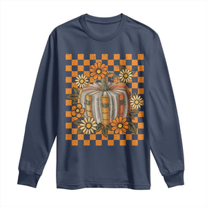 Book Pumpkin Long Sleeve Shirt Fall Halloween Book Lover Bookish Gift TS10 Navy Print Your Wear