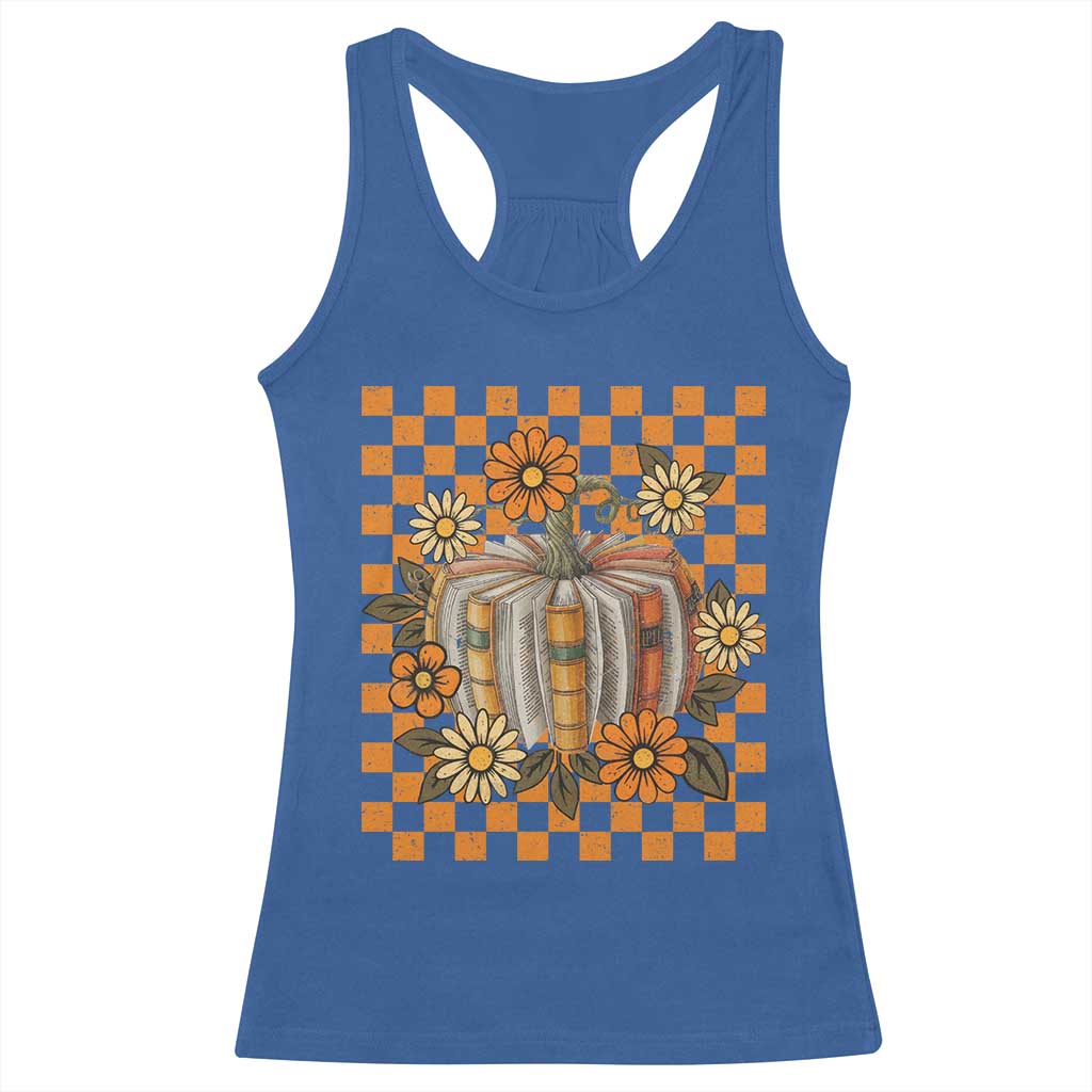 Book Pumpkin Racerback Tank Top Fall Halloween Book Lover Bookish Gift TS10 Royal Blue Print Your Wear