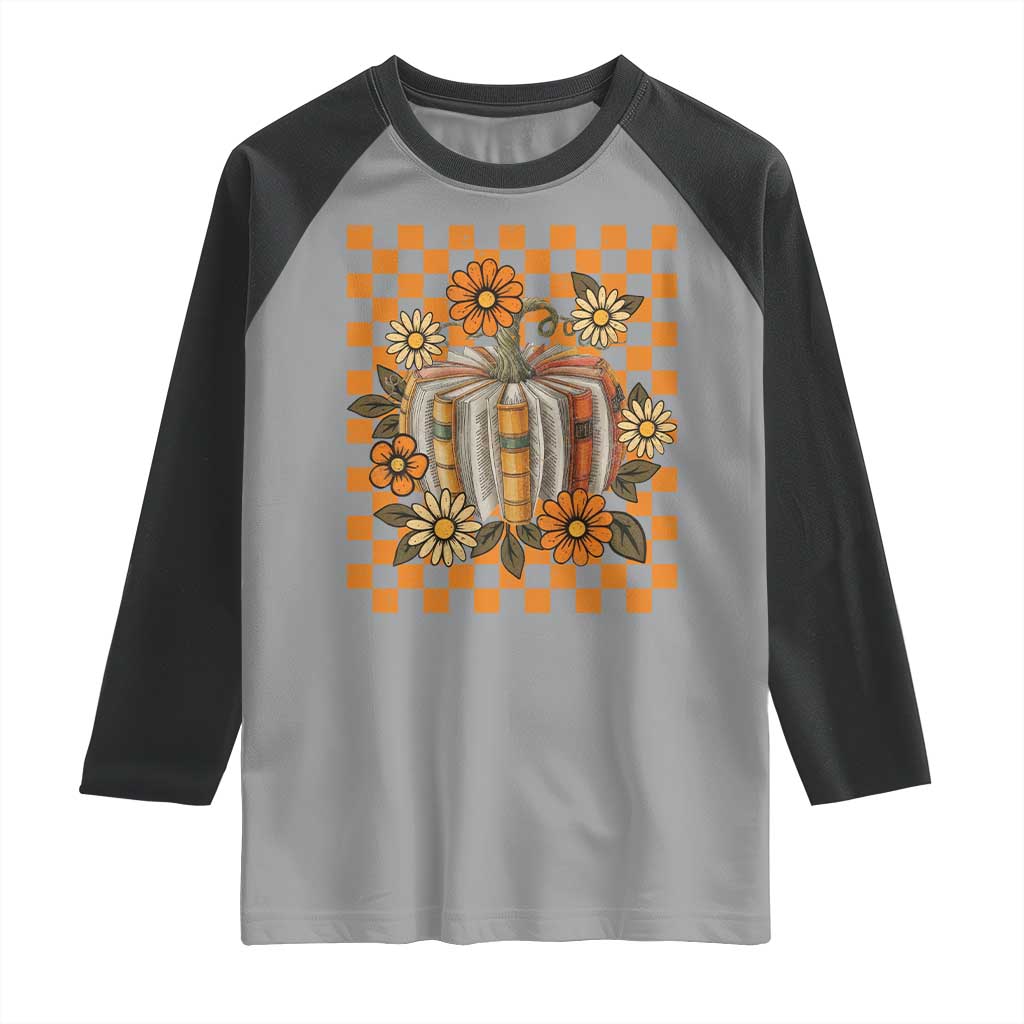 Book Pumpkin Raglan Shirt Fall Halloween Book Lover Bookish Gift TS10 Sport Gray Black Print Your Wear