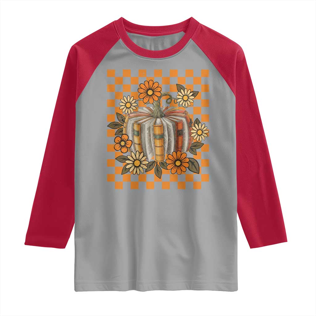 Book Pumpkin Raglan Shirt Fall Halloween Book Lover Bookish Gift TS10 Sport Gray Red Print Your Wear