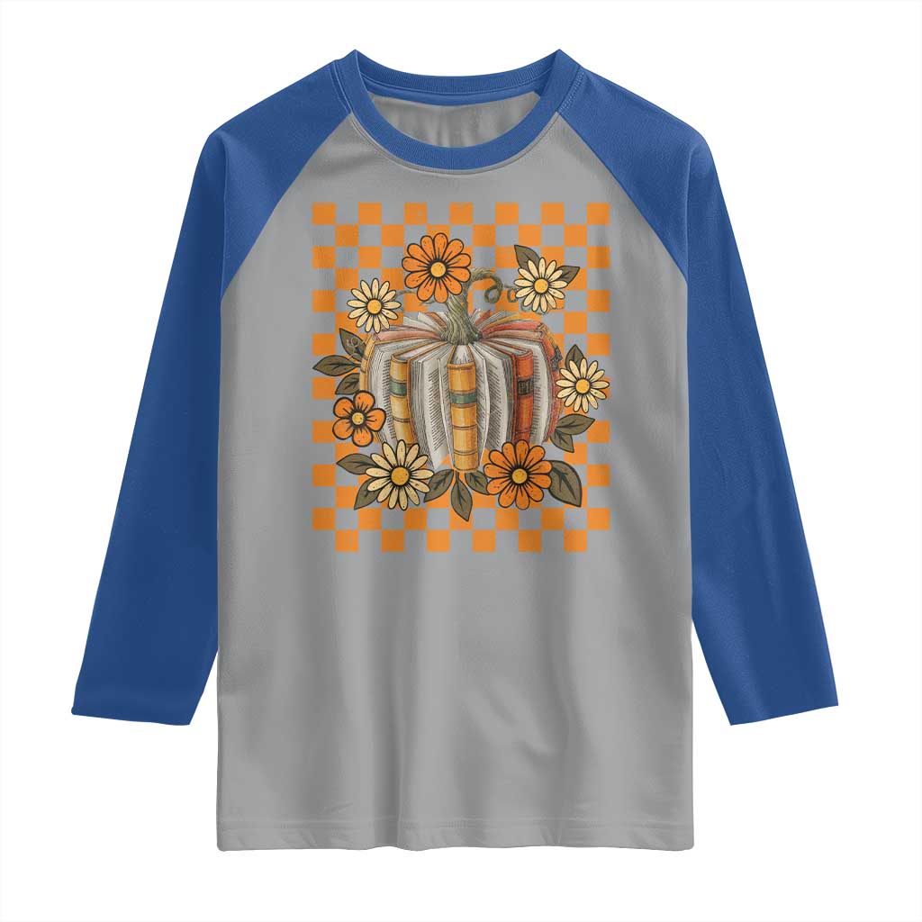 Book Pumpkin Raglan Shirt Fall Halloween Book Lover Bookish Gift TS10 Sport Gray Royal Print Your Wear