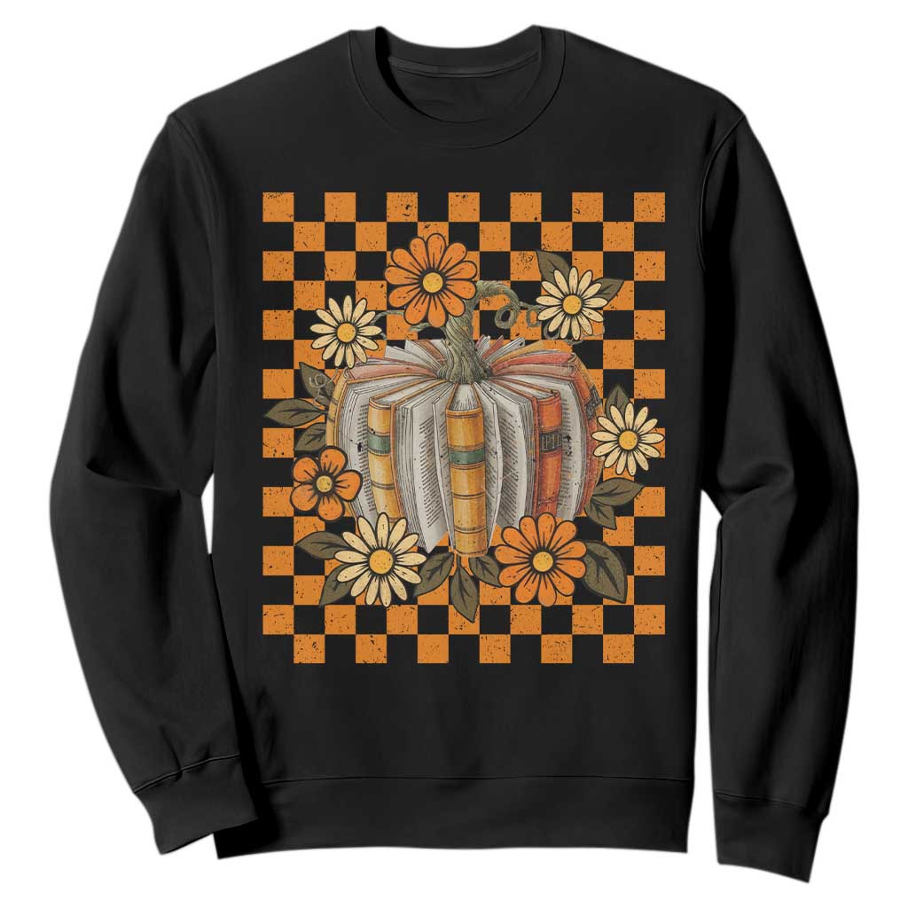 Book Pumpkin Sweatshirt Fall Halloween Book Lover Bookish Gift TS10 Black Print Your Wear
