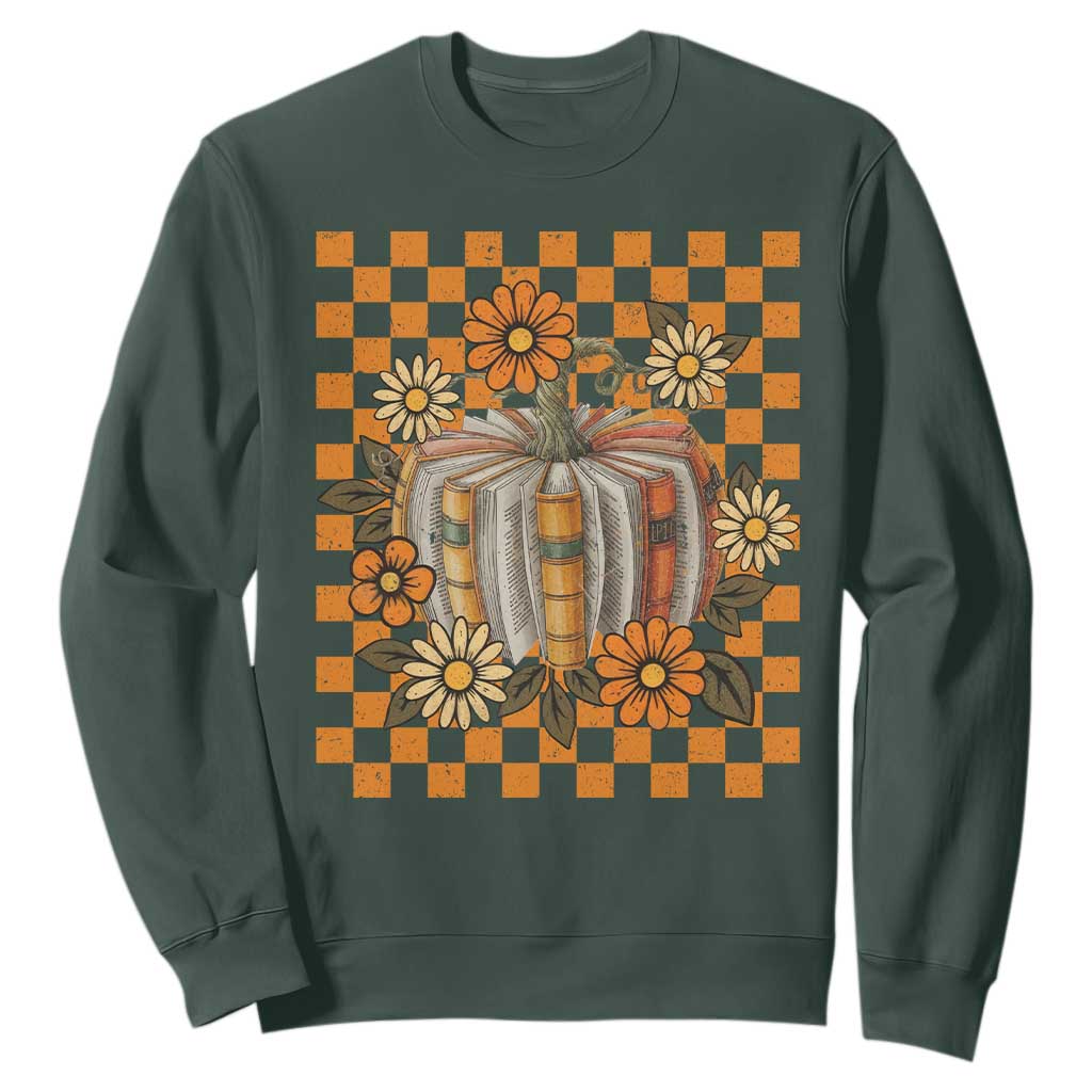 Book Pumpkin Sweatshirt Fall Halloween Book Lover Bookish Gift TS10 Dark Forest Green Print Your Wear