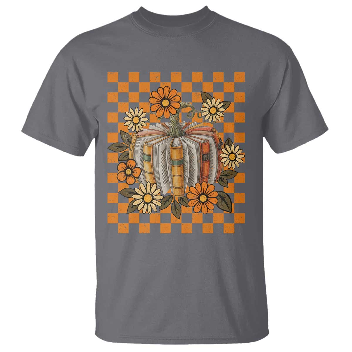 Book Pumpkin T Shirt Fall Halloween Book Lover Bookish Gift TS10 Charcoal Print Your Wear
