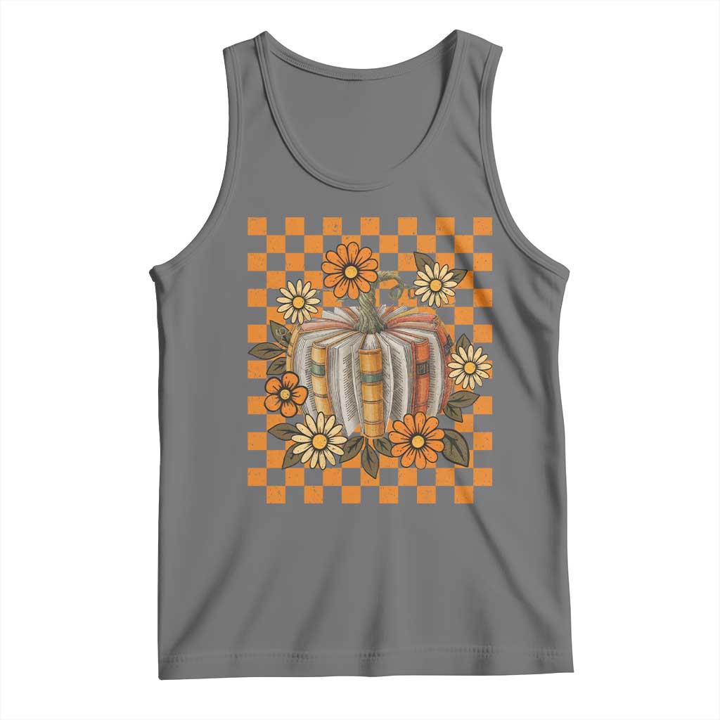 Book Pumpkin Tank Top Fall Halloween Book Lover Bookish Gift TS10 Black Heather Print Your Wear