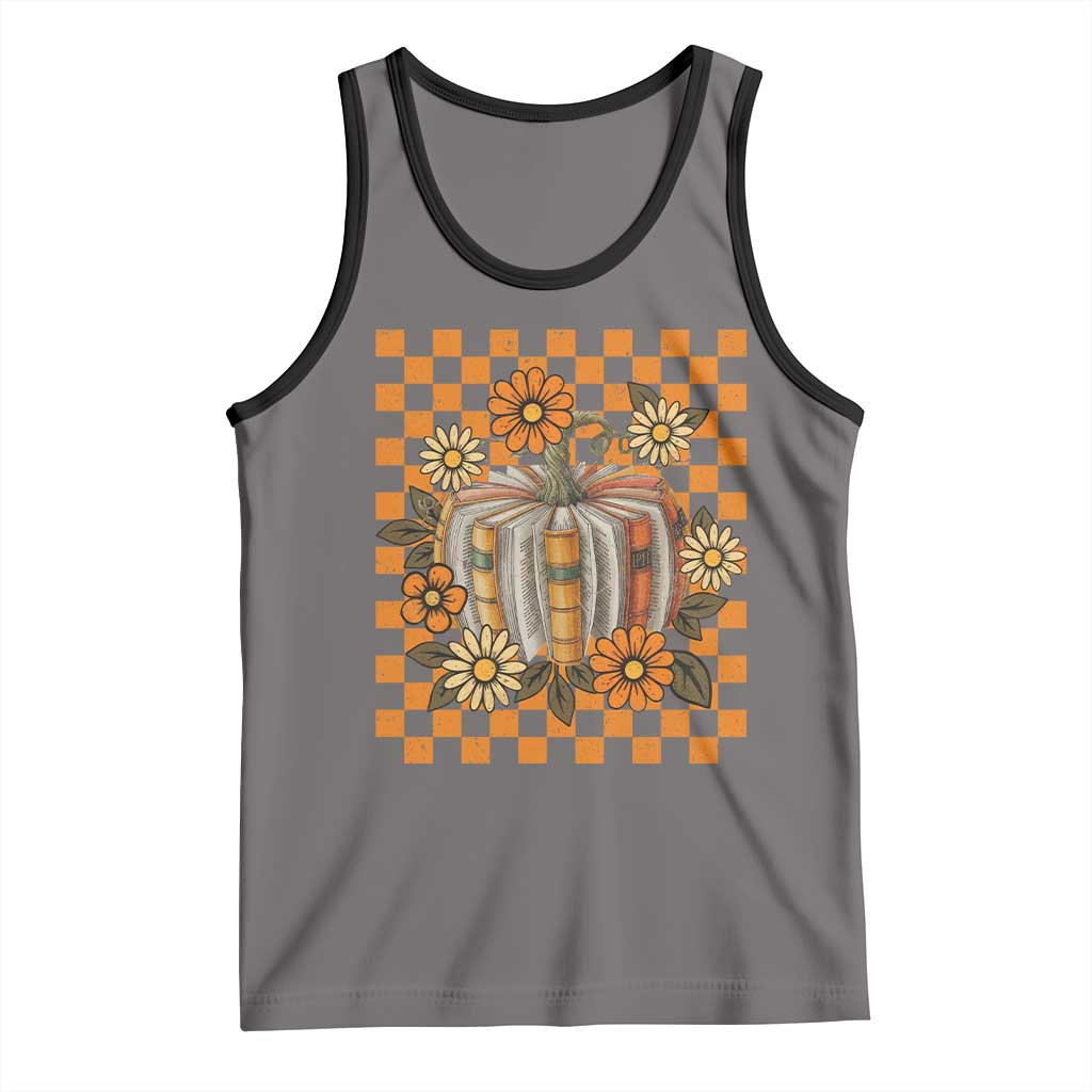 Book Pumpkin Tank Top Fall Halloween Book Lover Bookish Gift TS10 Deep Heather Black Print Your Wear