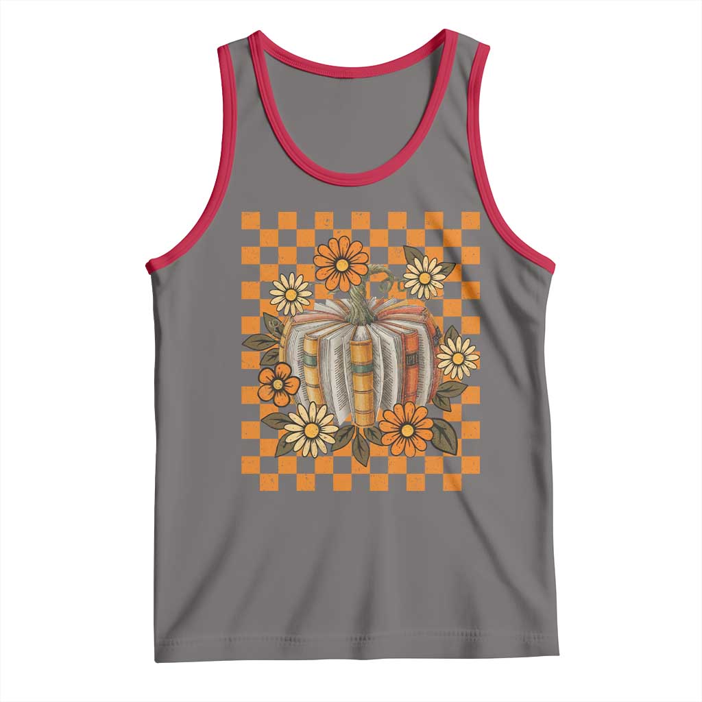 Book Pumpkin Tank Top Fall Halloween Book Lover Bookish Gift TS10 Deep Heather Red Print Your Wear
