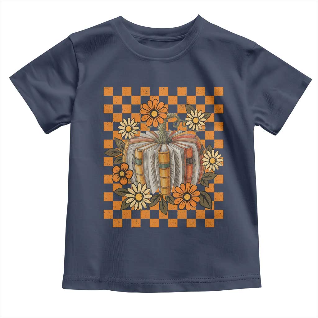 Book Pumpkin Toddler T Shirt Fall Halloween Book Lover Bookish Gift TS10 Navy Print Your Wear