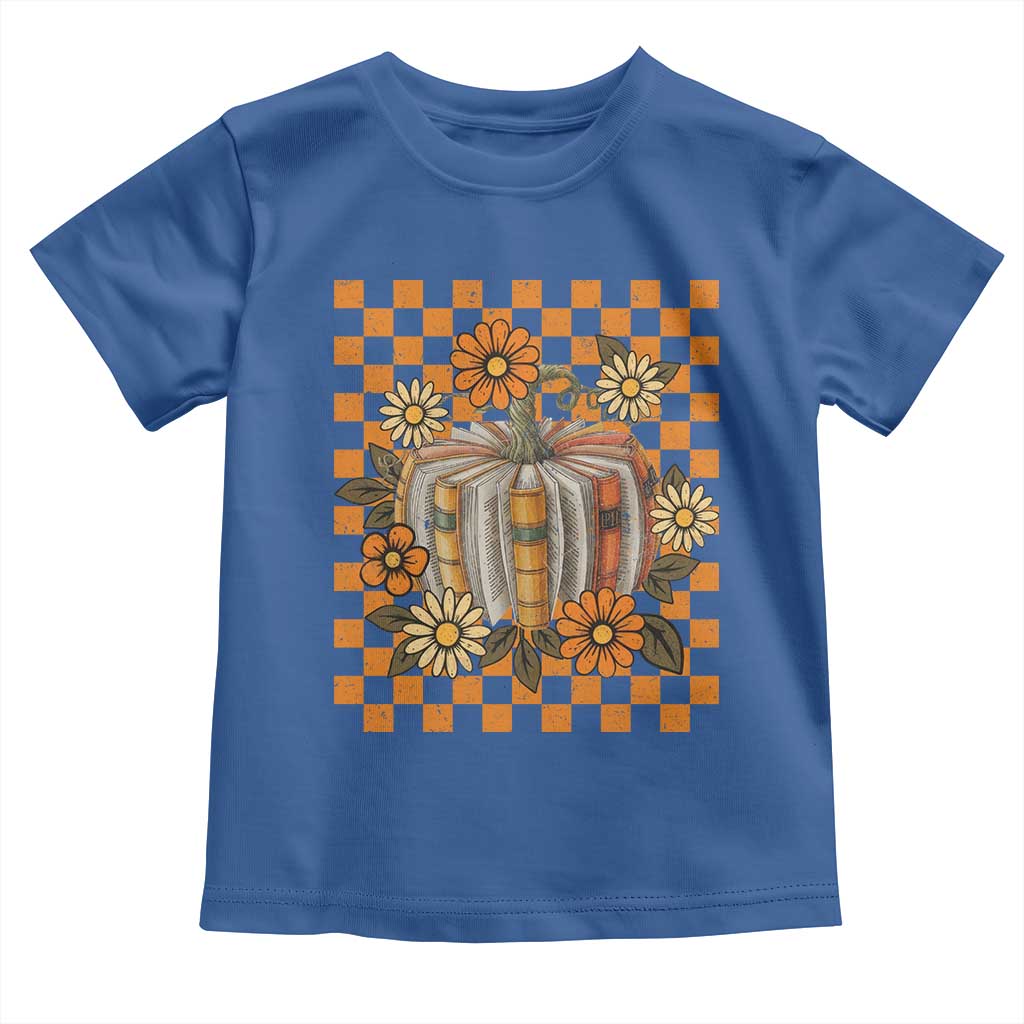 Book Pumpkin Toddler T Shirt Fall Halloween Book Lover Bookish Gift TS10 Royal Blue Print Your Wear