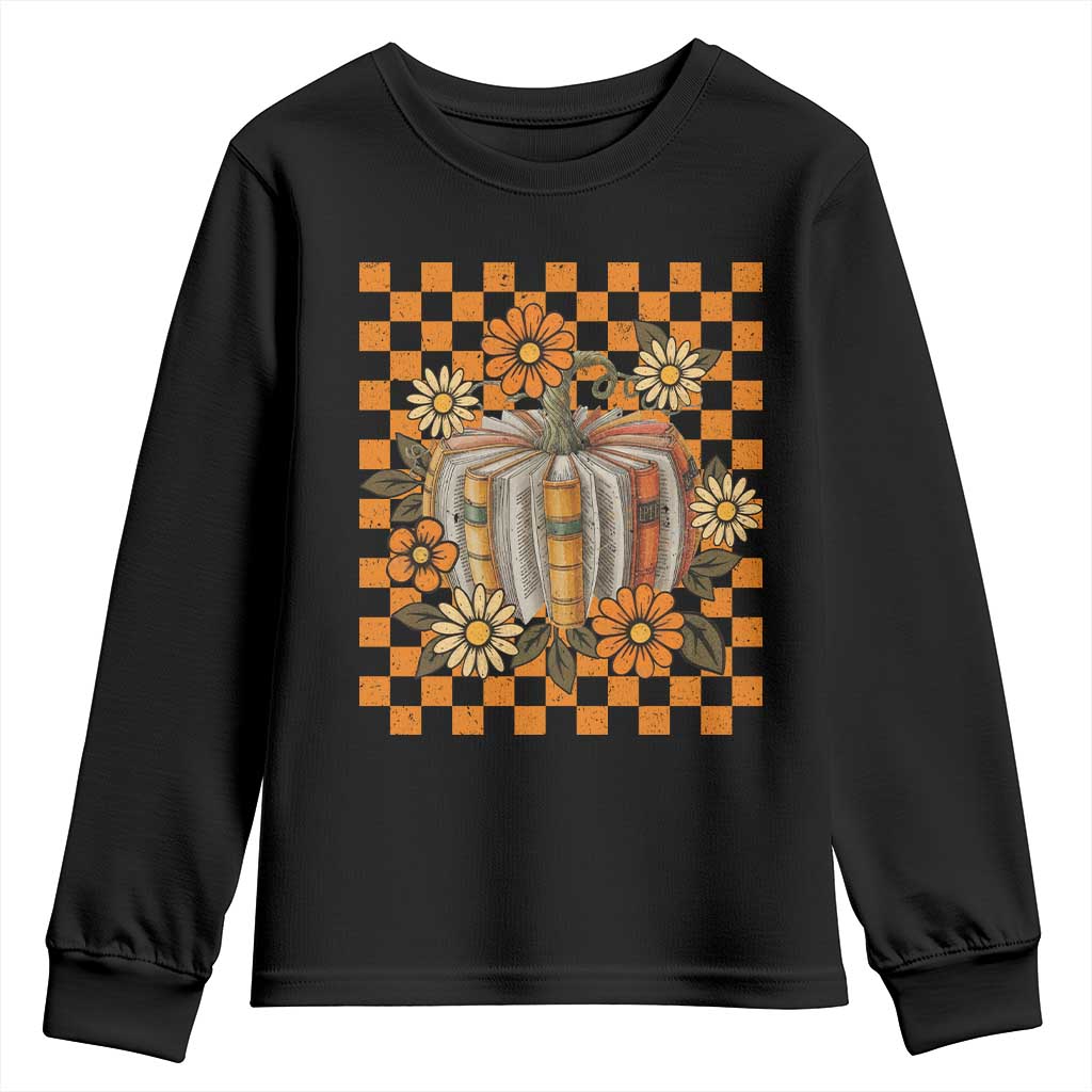 Book Pumpkin Youth Sweatshirt Fall Halloween Book Lover Bookish Gift TS10 Black Print Your Wear