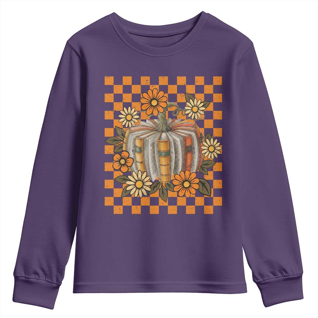 Book Pumpkin Youth Sweatshirt Fall Halloween Book Lover Bookish Gift TS10 Purple Print Your Wear