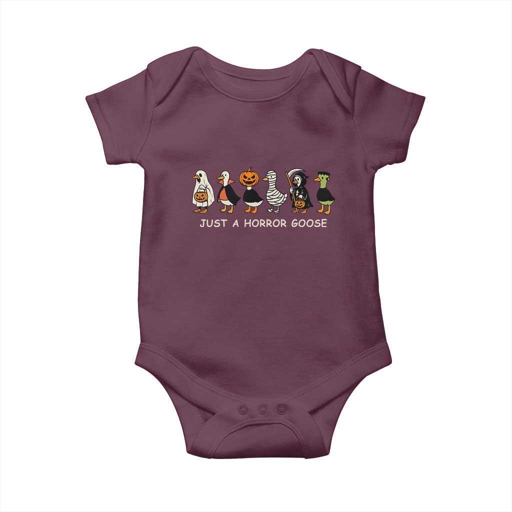 Halloween Funny Goose Baby Onesie Spooky Season 90s Horror Movie TS10 Maroon Print Your Wear