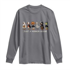 Halloween Funny Goose Long Sleeve Shirt Spooky Season 90s Horror Movie TS10 Charcoal Print Your Wear