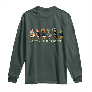 Halloween Funny Goose Long Sleeve Shirt Spooky Season 90s Horror Movie TS10 Dark Forest Green Print Your Wear
