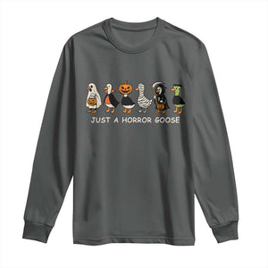 Halloween Funny Goose Long Sleeve Shirt Spooky Season 90s Horror Movie TS10 Dark Heather Print Your Wear