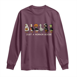 Halloween Funny Goose Long Sleeve Shirt Spooky Season 90s Horror Movie TS10 Maroon Print Your Wear