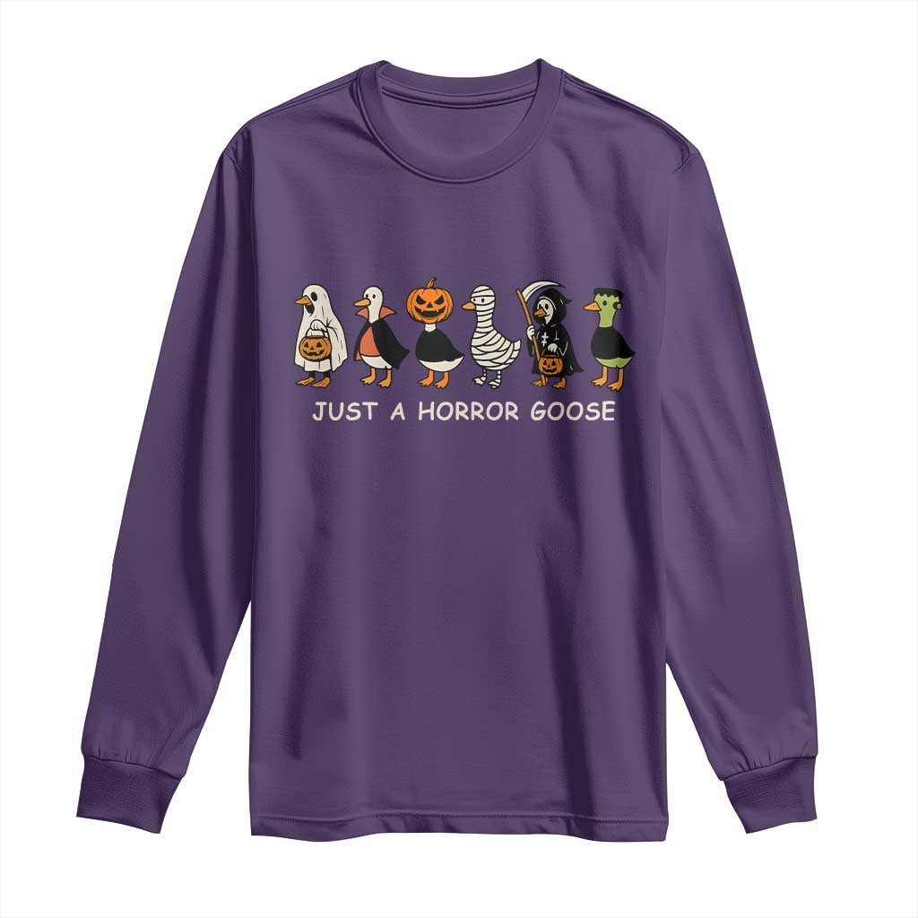 Halloween Funny Goose Long Sleeve Shirt Spooky Season 90s Horror Movie TS10 Purple Print Your Wear