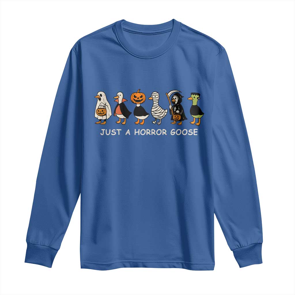 Halloween Funny Goose Long Sleeve Shirt Spooky Season 90s Horror Movie TS10 Royal Blue Print Your Wear