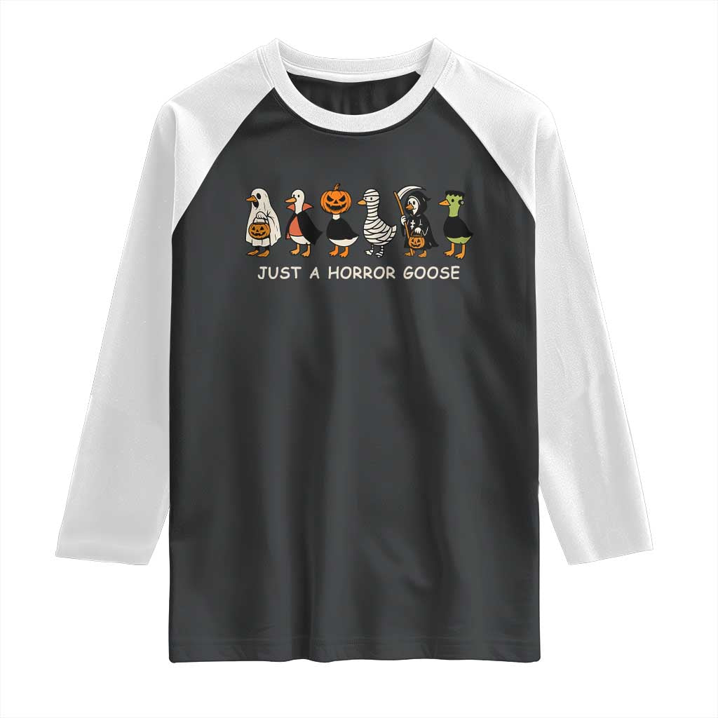 Halloween Funny Goose Raglan Shirt Spooky Season 90s Horror Movie TS10 Black White Print Your Wear